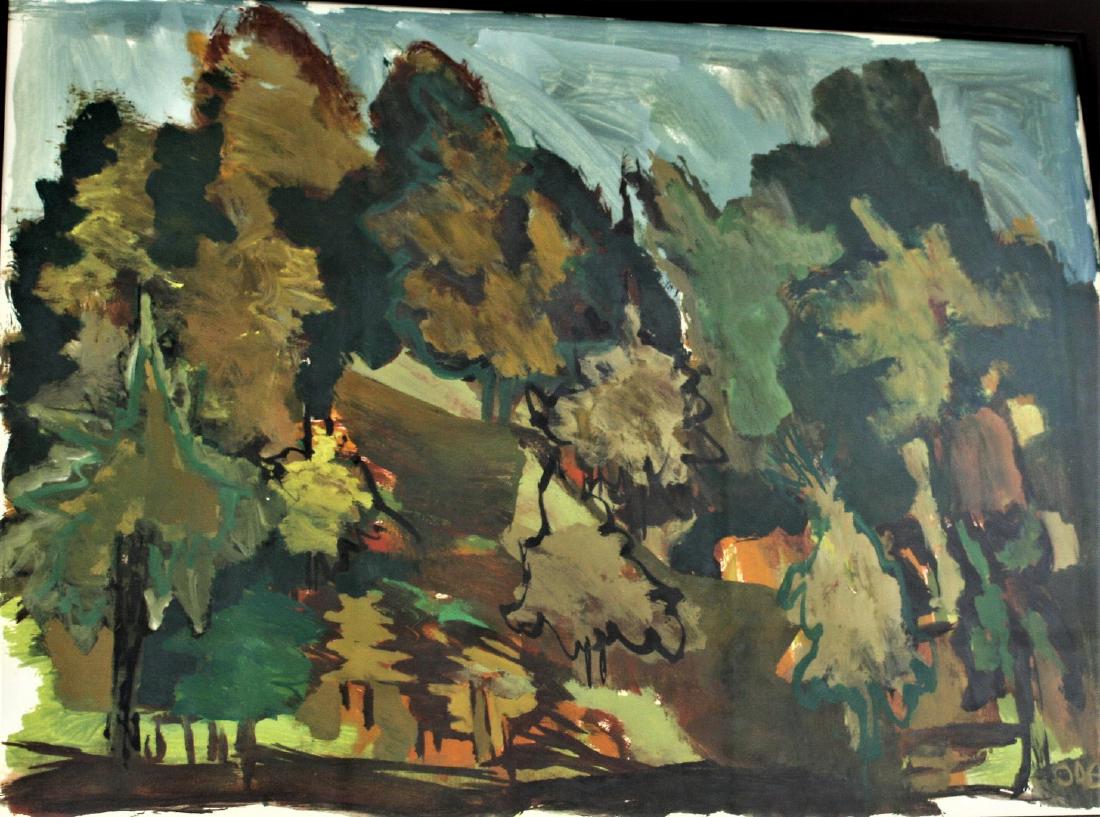Odes; 20thC. Modernist Gouache Signed (1 of 3)