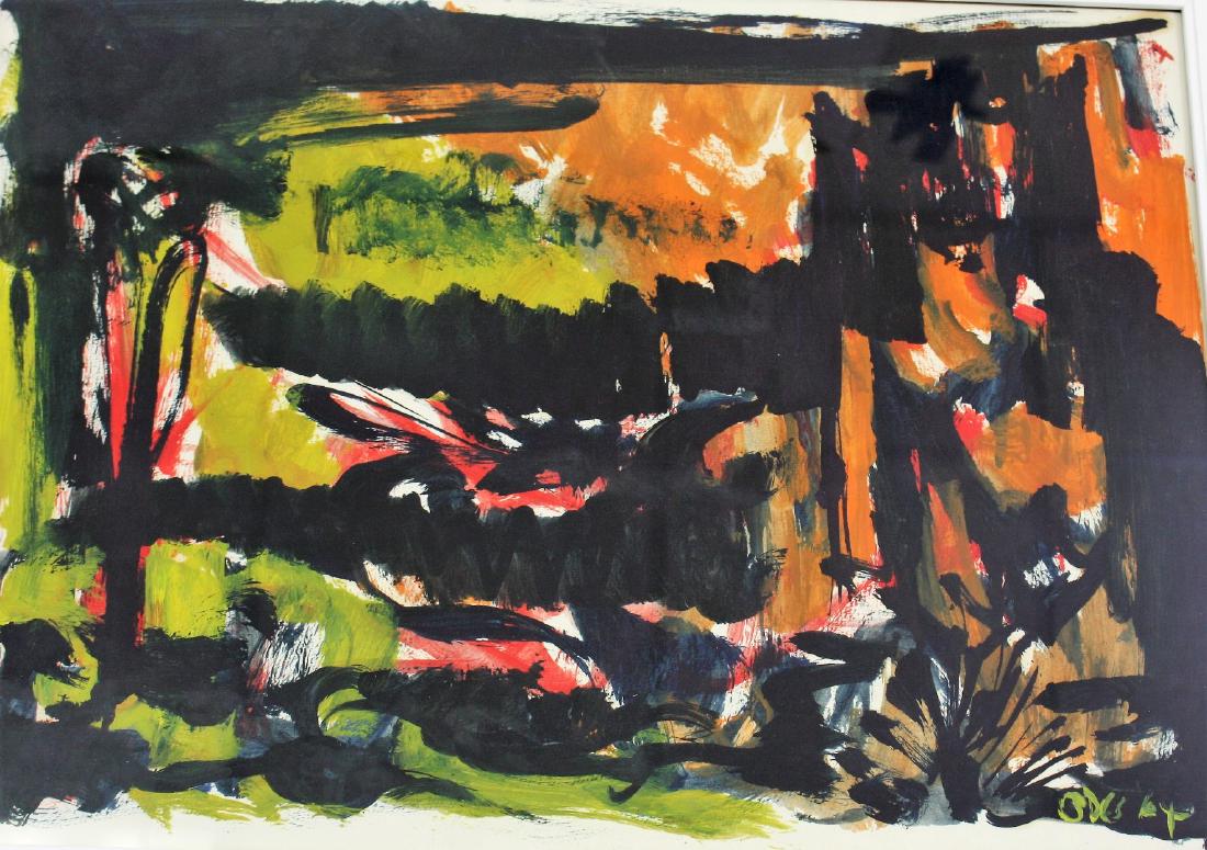 Odes; 20thC. Modernist Gouache Signed (1 of 3)