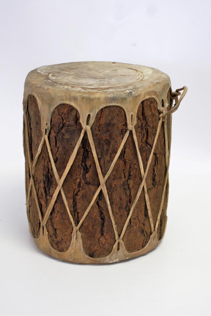 American Indian Wood and Deer Skin Drum Lot 0782