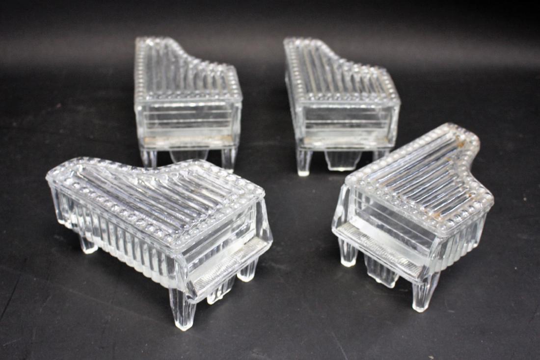 Set of Four(4) Glass Piano Trinket Boxes: Four(4) glass grand piano trinket boxes; 3.5in.H. x 4in.W. x 6.25in.D.