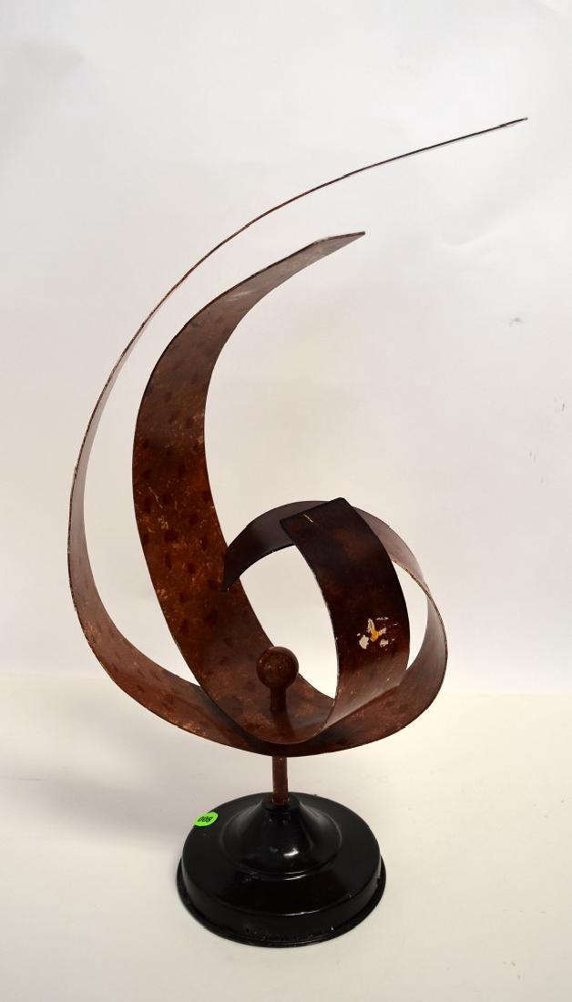 20thC. Modernist Metal Sculpture: Modernist metal sculpture on stand. Unsigned; 21in.H. x 10in.W.