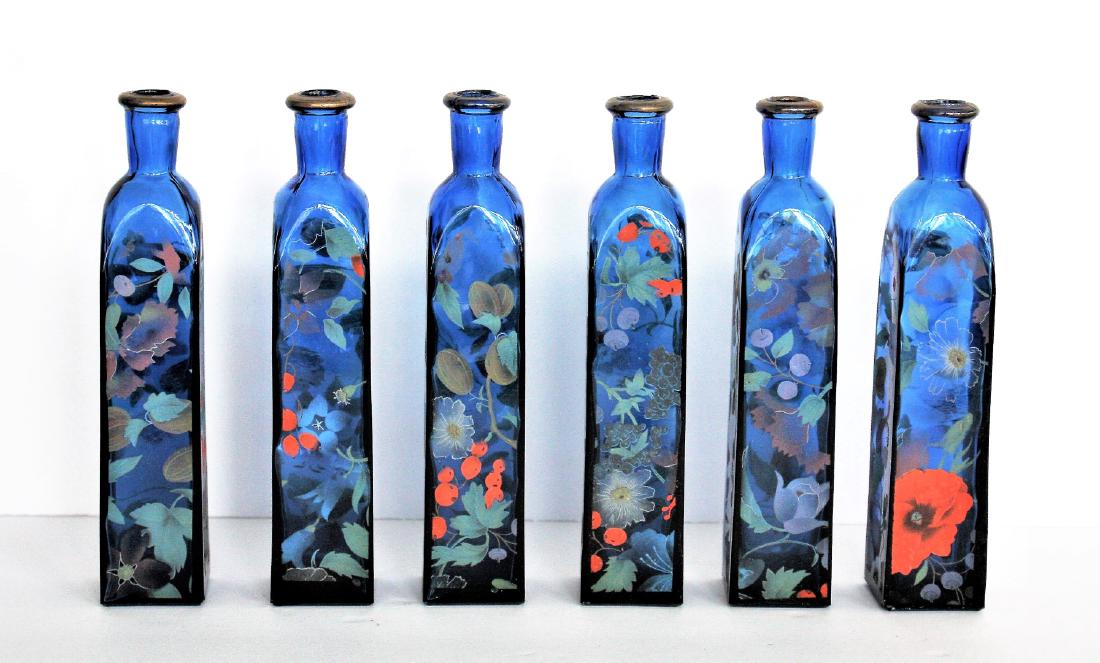 Set of Six(6) Venetian Enameled Glass Bottles (1 of 5)