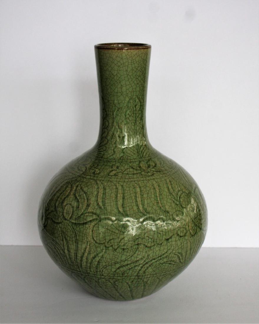 Chinese Glazed Celedon Porcelain Vase (1 of 6)