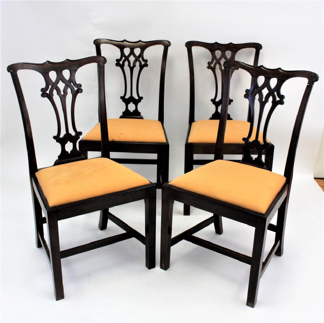 Set of Four(4) Chippendale Mahogany Dining Chairs (1 of 6)