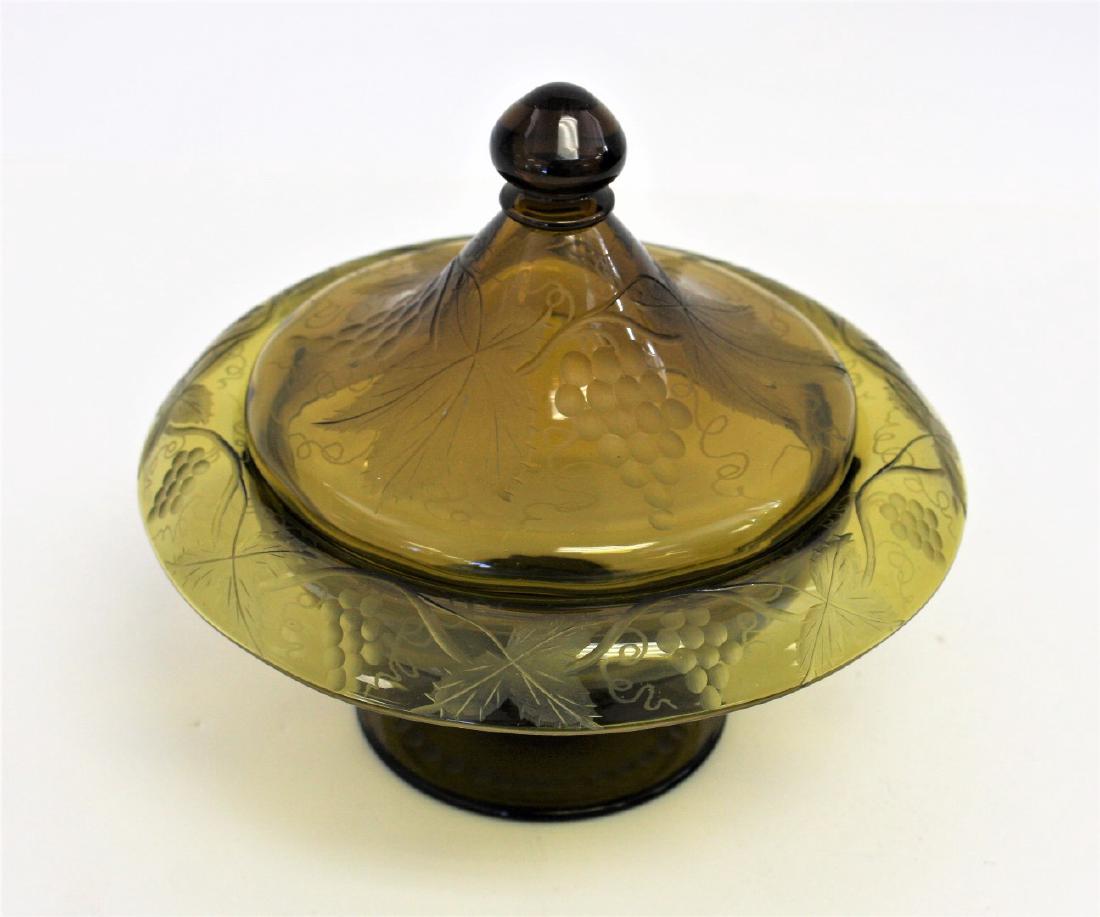 Sinclair Etched Glass Covered Dish (1 of 7)