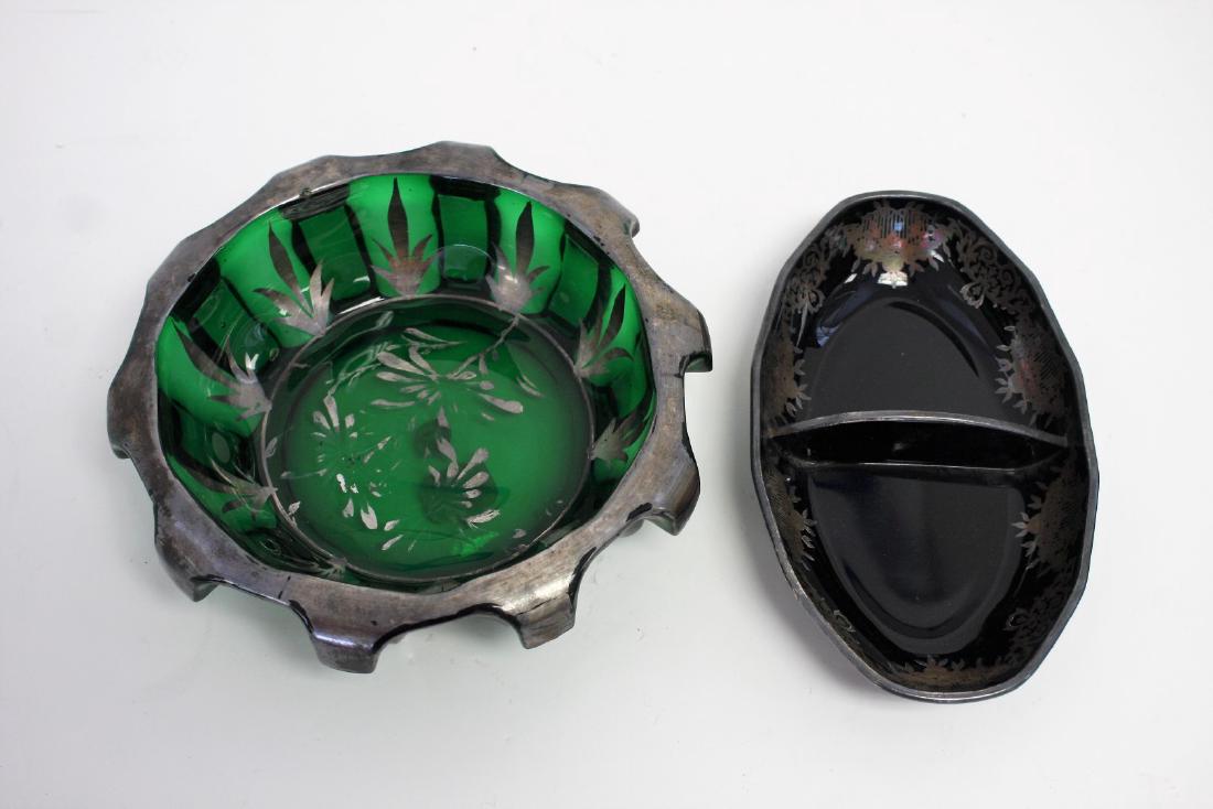 Two(2) Miscellaneous Silver Overlay Glass Items (1 of 6)