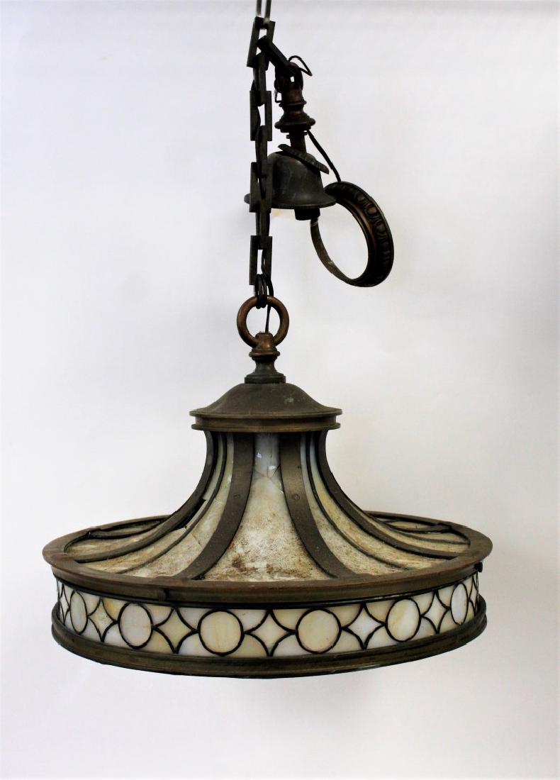 Heavy Gothic Bronze and Glass Hanging Fixture (1 of 7)