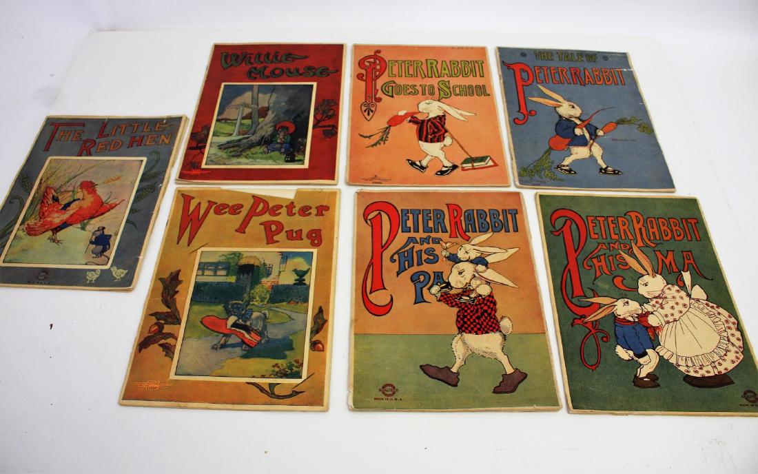 Seven(7) Vintaage Childrens's Story Books: Including: Peter rabbit, Willie Mouse and others