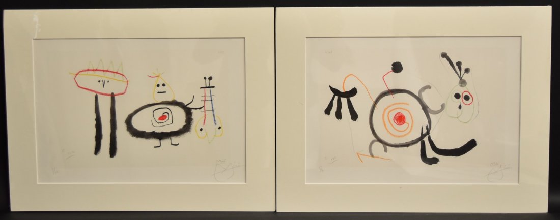 Joan Miro(after); Two(2) 20thC. Lithographs Signed (1 of 9)