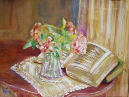 Israel Bernbaum; 20thC. Israeli Pastel Signed: Pastel on paper. A Still Life. Signed l.l. and inscribed New York Dec. 1959; 12.5in. X 16.5in.(image size)