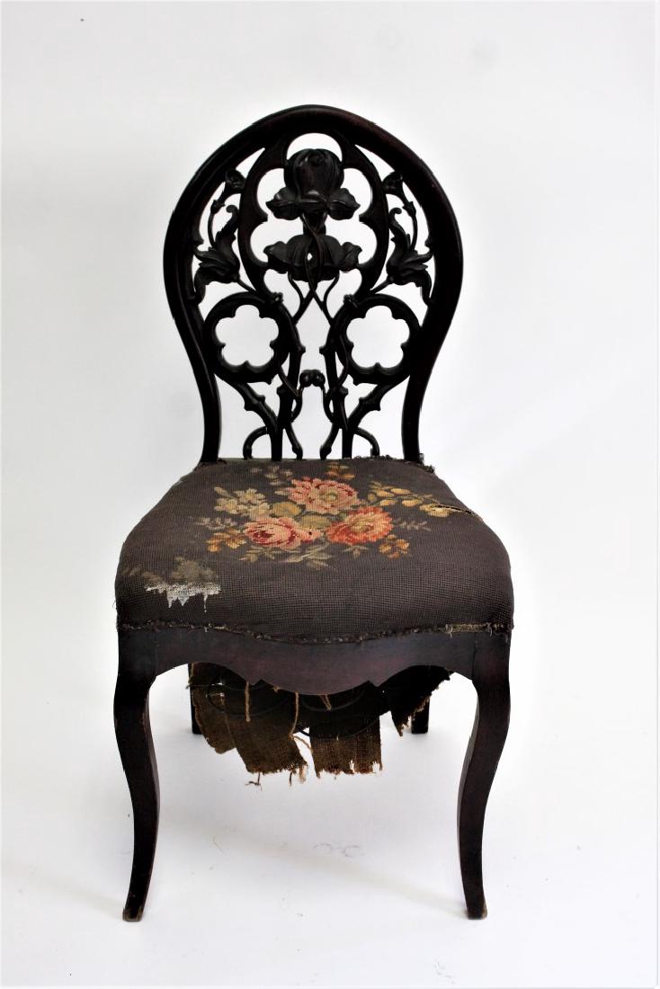 Victorian Carved Walnut Music Chair (1 of 6)