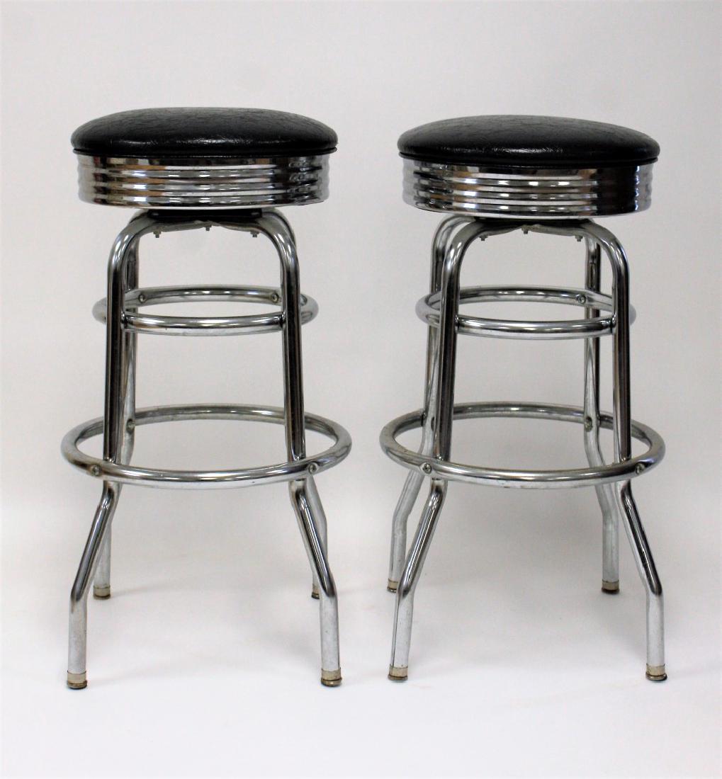 Pair of Mid Century Tubular Chrome Bar Stools (1 of 4)
