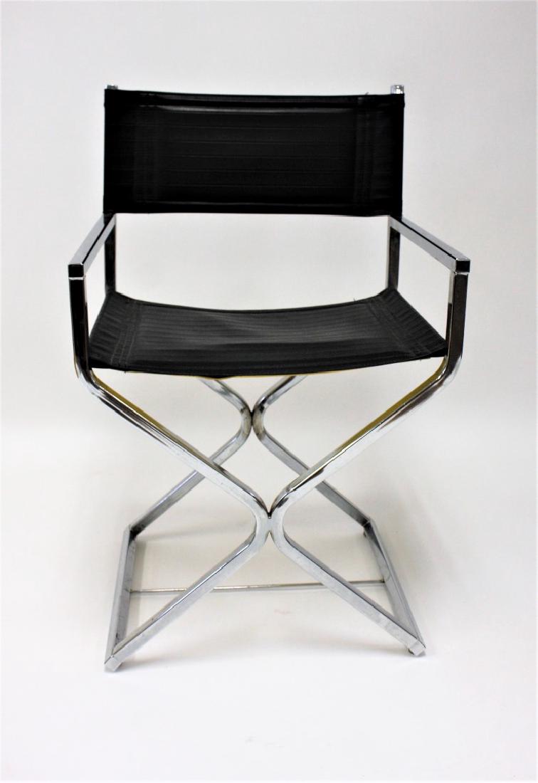Mid Century Leather and Chrome Director's Chair (1 of 5)
