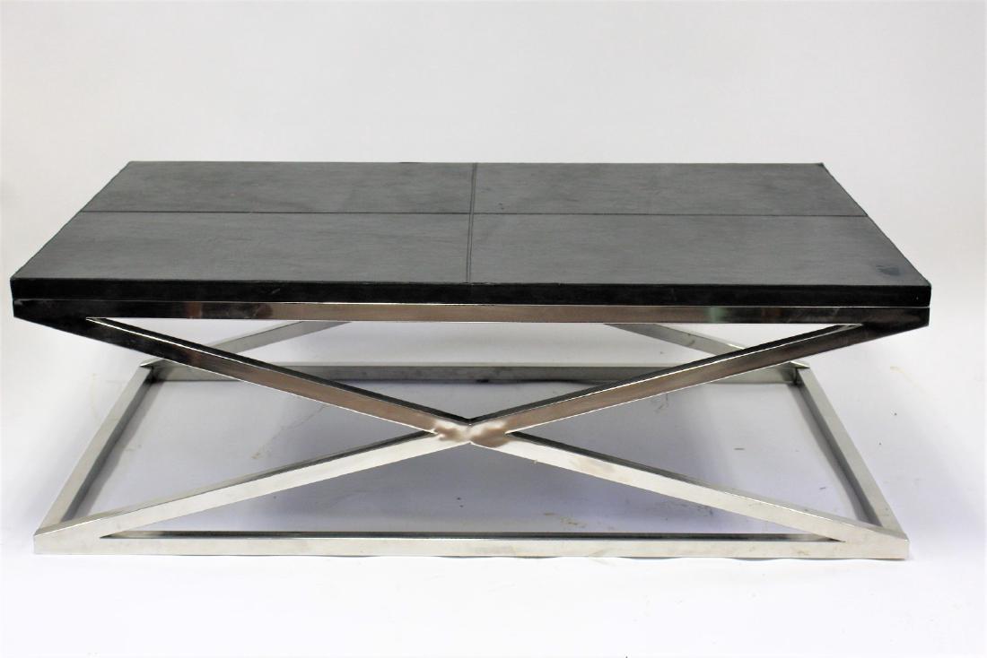 Milo Baugman Style Leather and Chrome Coffee Table (1 of 4)
