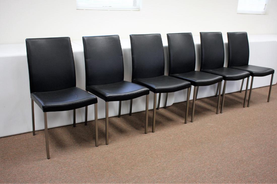 Set of Six(6) Modern Leather and Steel Dining Chairs (1 of 5)