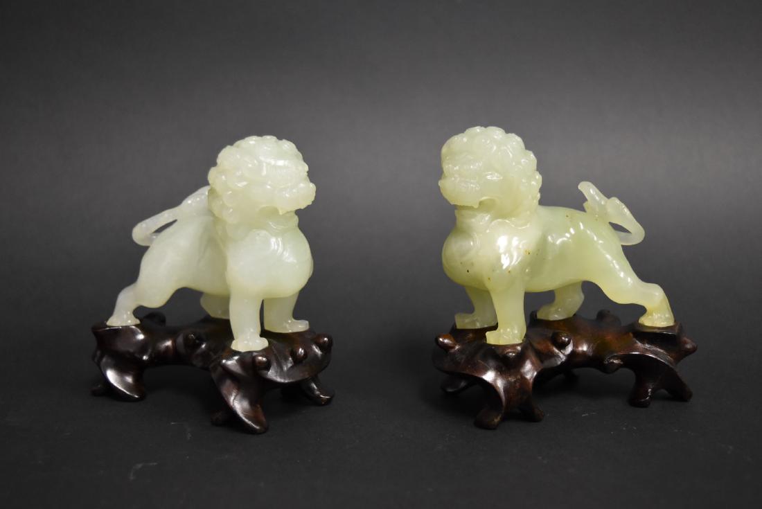 Pair of Chinese Carved Jade Foo Lions (1 of 8)