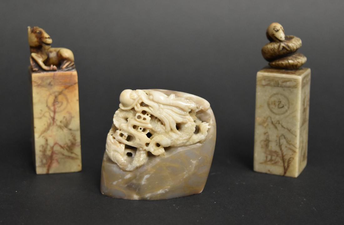 Three(3) Early Chinese Soapstone Seals (1 of 4)