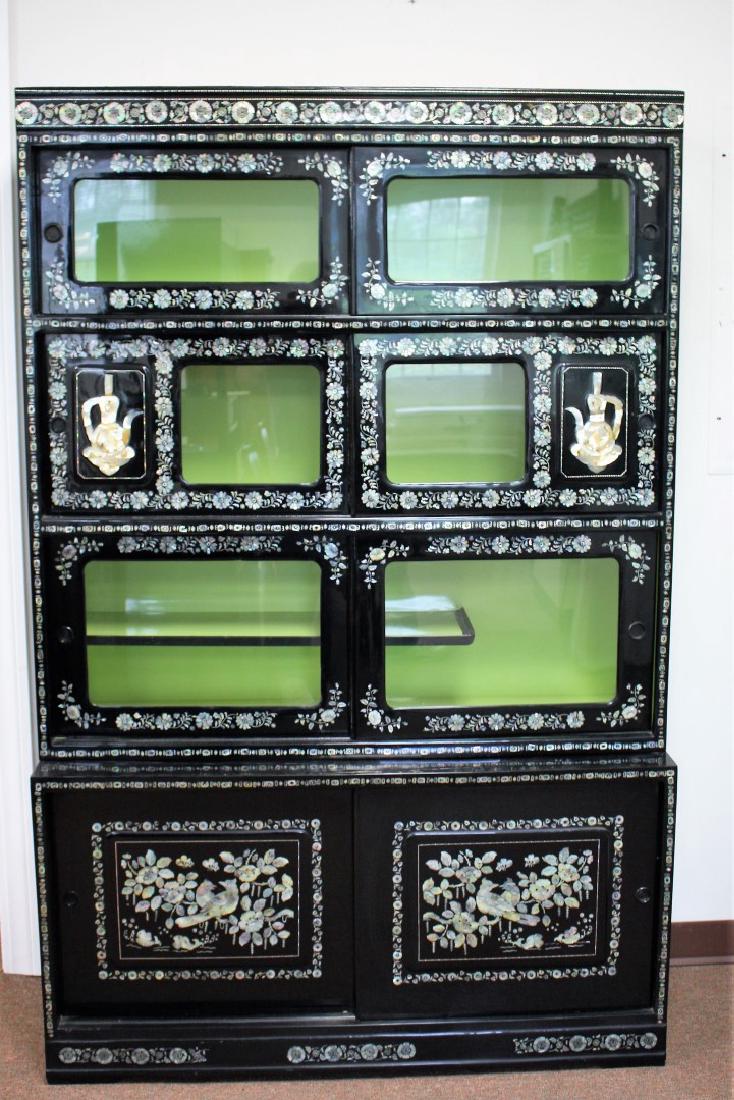 Chinese Lacquered and Mother of Pearl Cabinet (1 of 8)