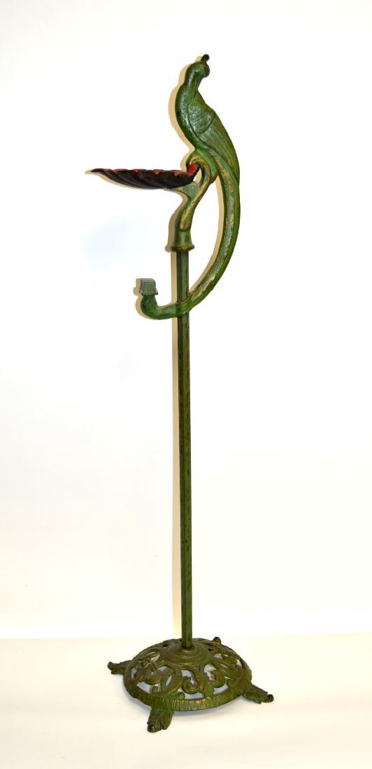 Art Deco Painted Iron Peacock Smoking Stand (1 of 7)