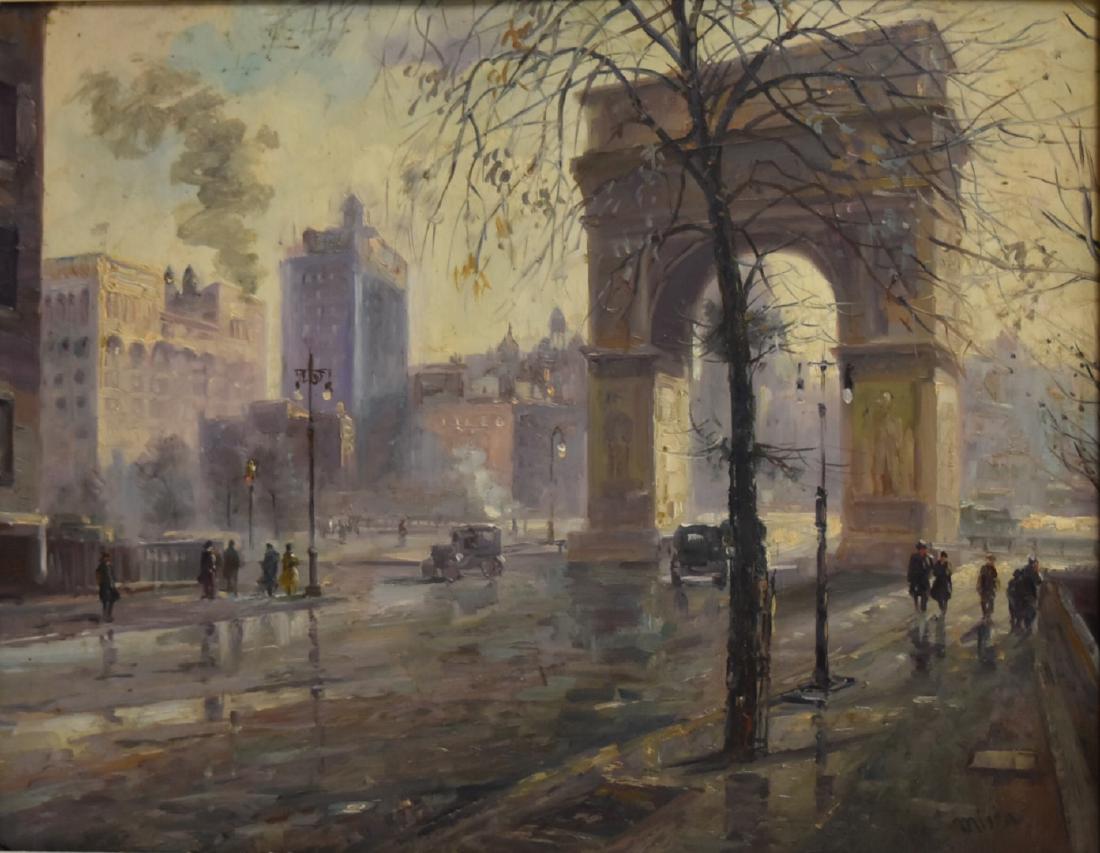 Alfred Mira; American Oil - Washington Square Signed (1 of 4)