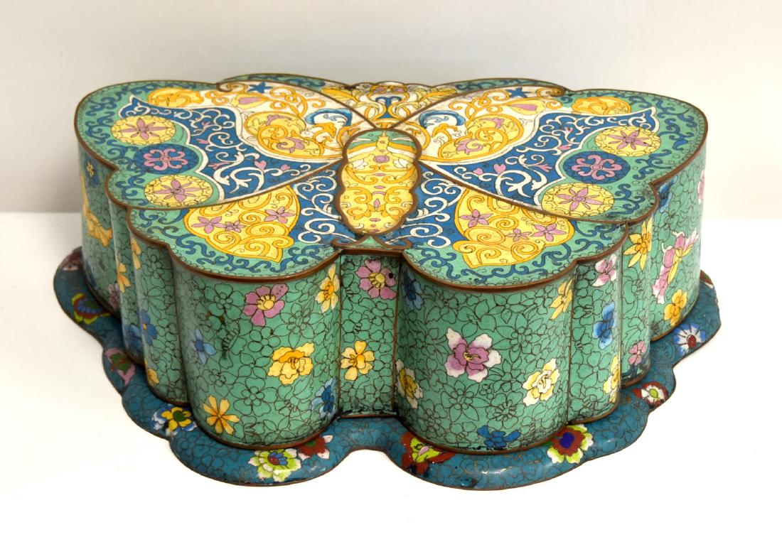 19thC. Chinese Cloisonne Butterfly Box (1 of 10)