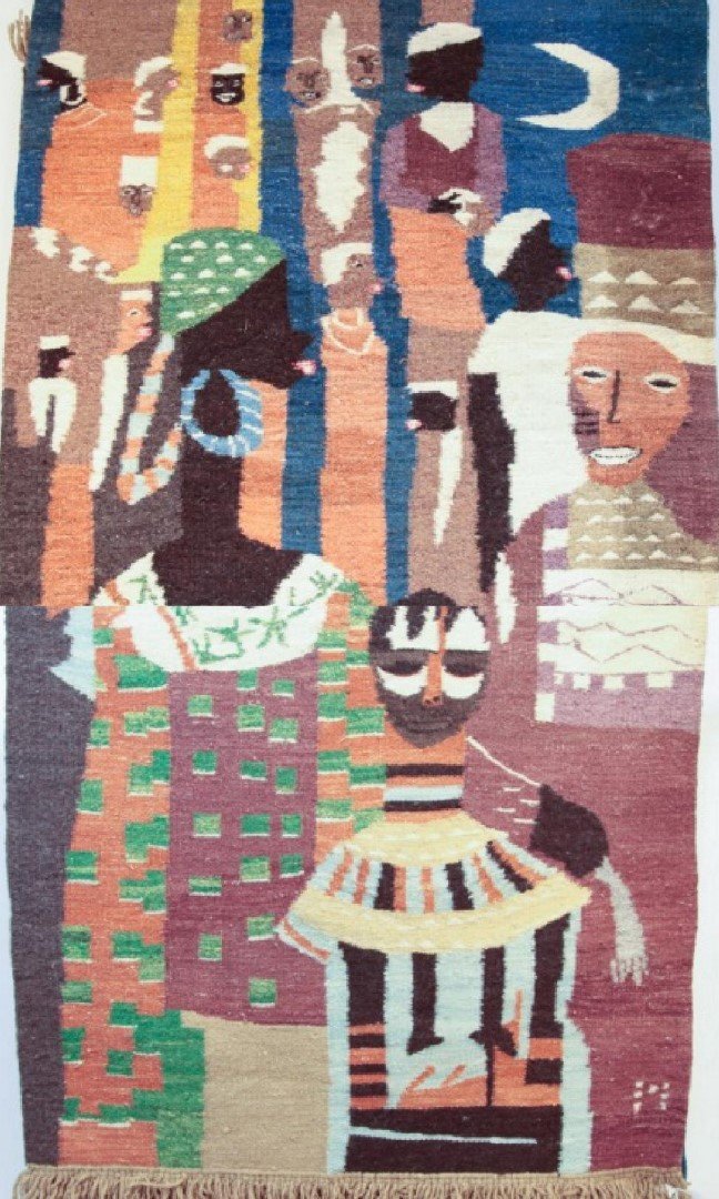 20thC. African American Figural Wool Wall Hanging (1 of 1)