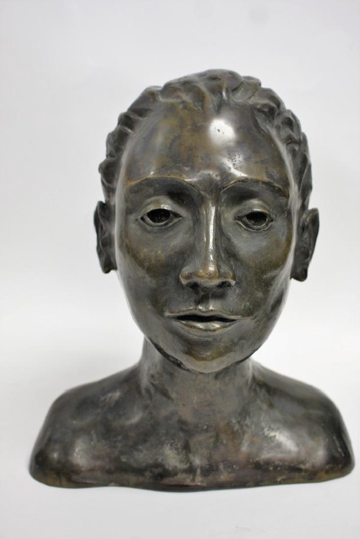 20thC. Modernist Bronze Bust of a Young Girl (1 of 6)