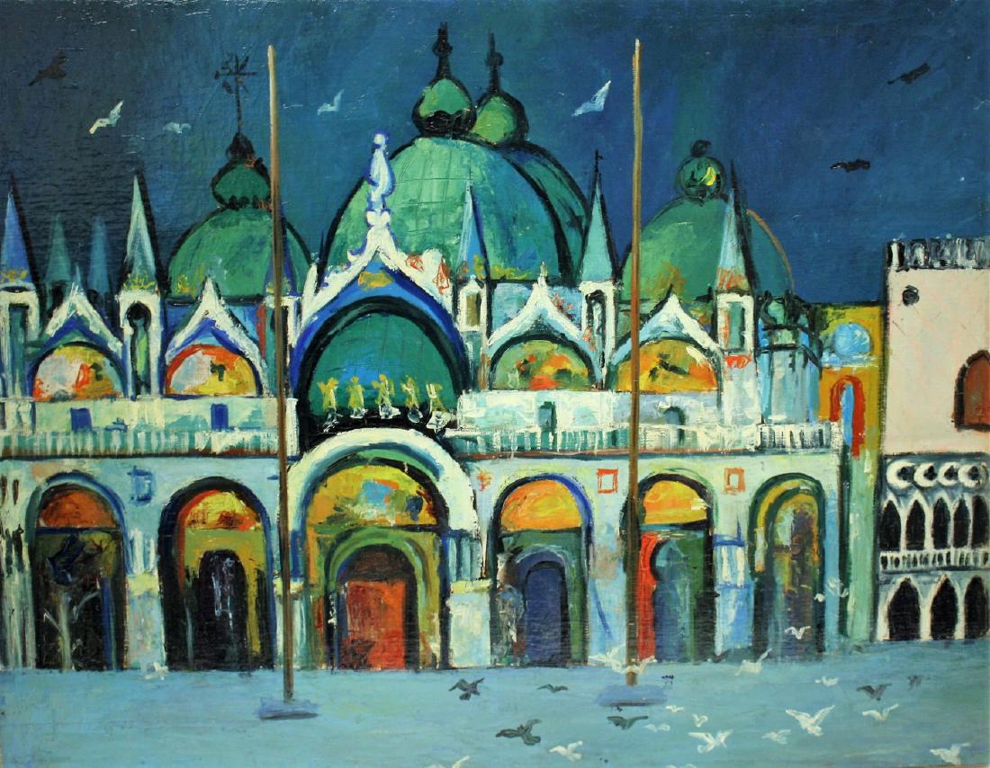 20thC. Italian School; Oil Piazza San Marco (1 of 3)