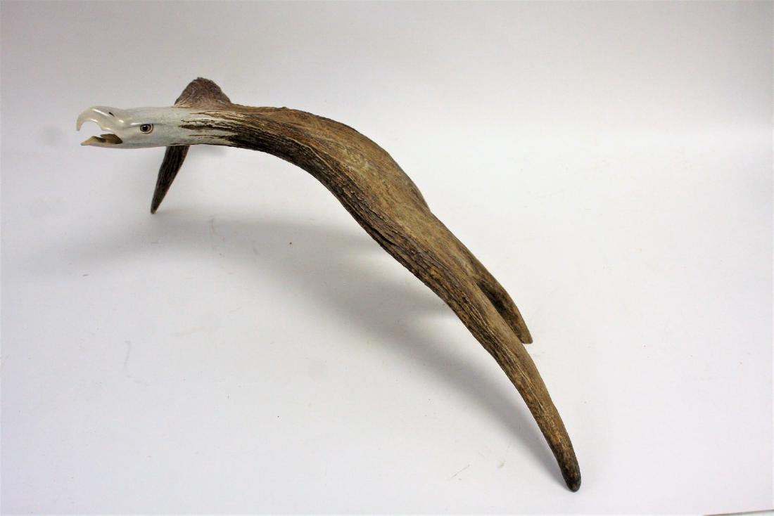 Eskimo Carved Eagle's Head Antler (1 of 7)