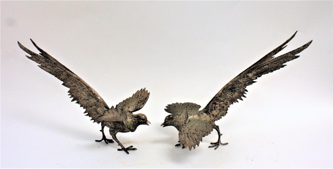 Pair of Silvered Brass Roosters (1 of 6)