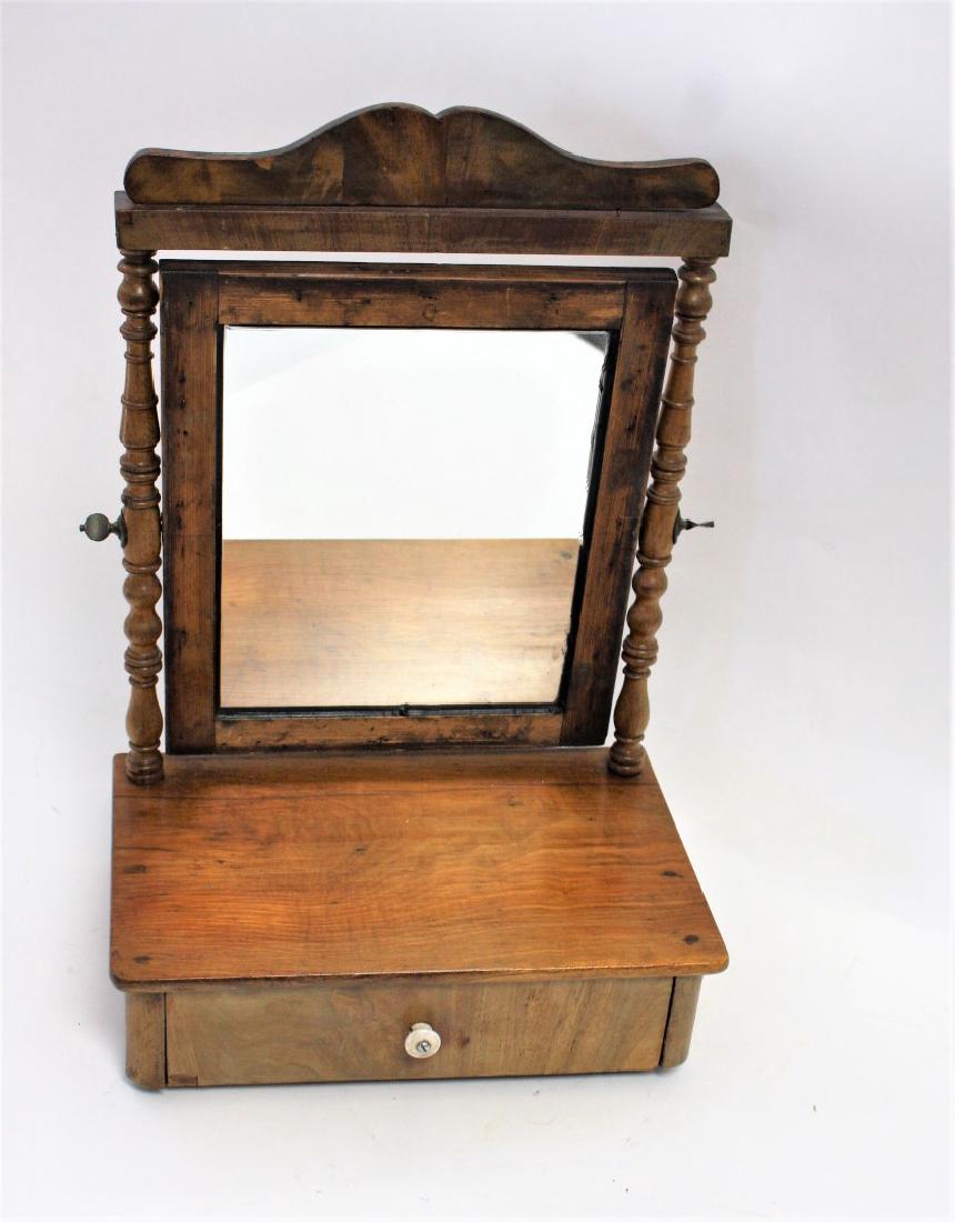 Country Pine and Walnut Shaving Mirror (1 of 5)