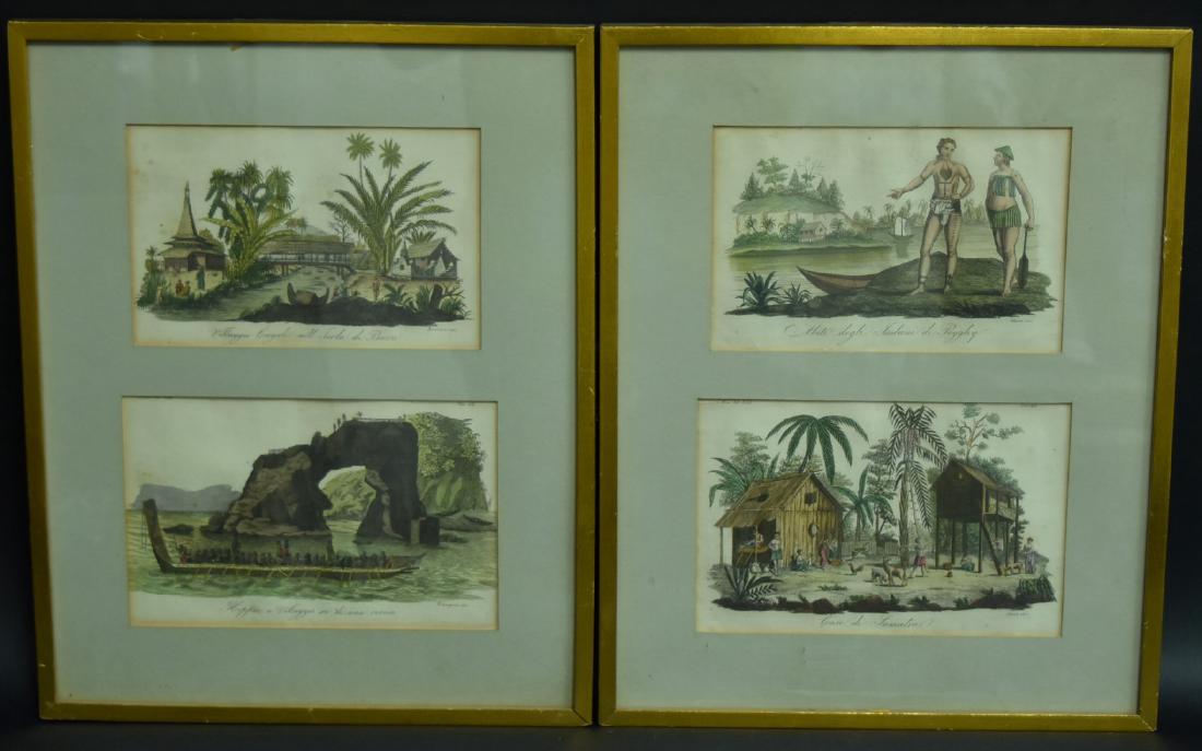 Set of Four(4) 19thC. Hand Colored Engraved Vignettes (1 of 6)
