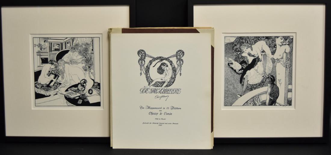 Franz Von Bayros; Set of Fifteen Framed Portfolio: Set of fifteen(15) framed erotic prints. De Grenouillere. Choisy Le Conin. Ein Mappenwerk in 15 Blattern von Choisy le Conin. Nicht im Handel. Published: Gedruckt fur Heinrich Conrad und seine Freunde