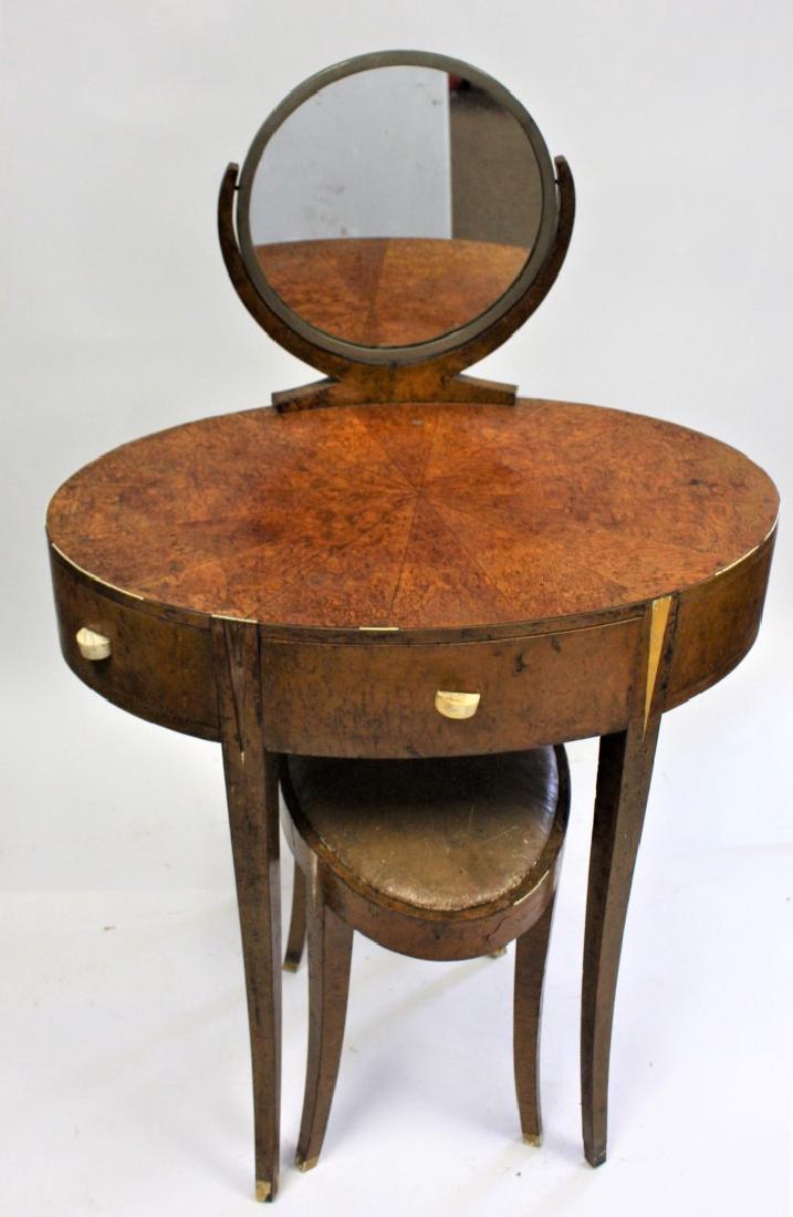 French Art Deco Veneered Vanity and Stool (1 of 8)