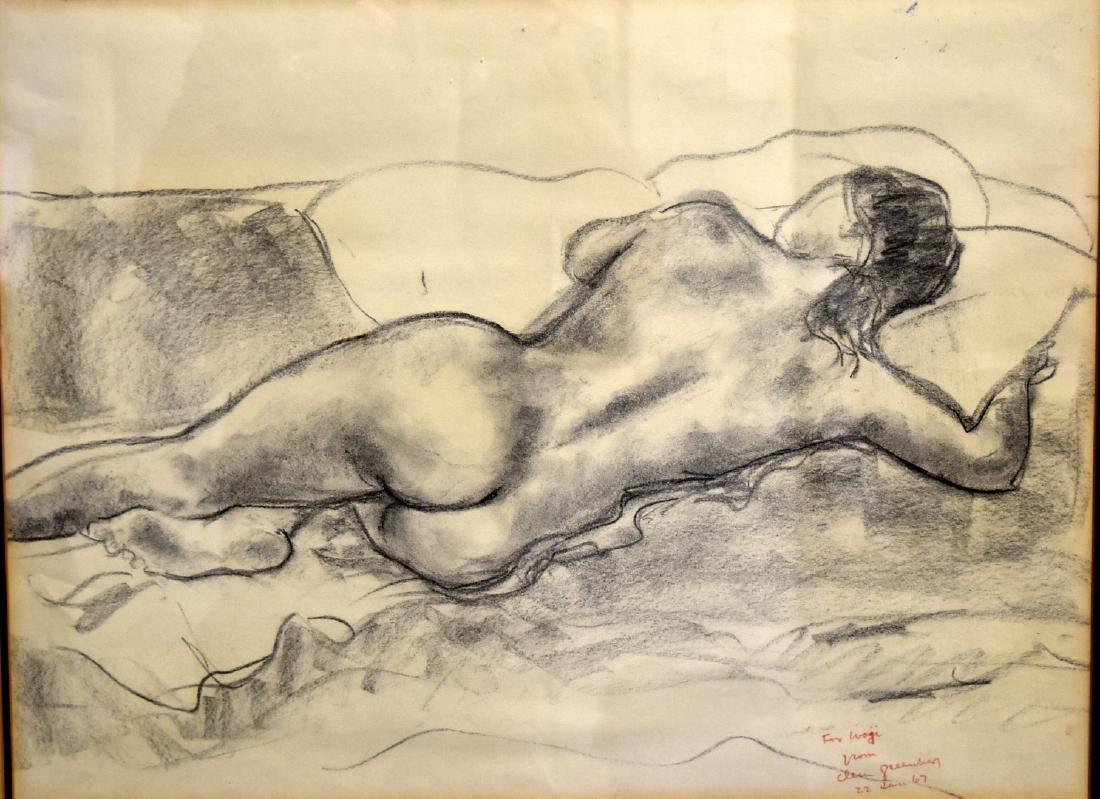 Clement Greenberg; 20thC. American Drawing Signed: Pencil drawing on paper. Sleeping Nude. Signed, dated 1967 and inscribed l.r.; 17in. X 22.5in.(image size)