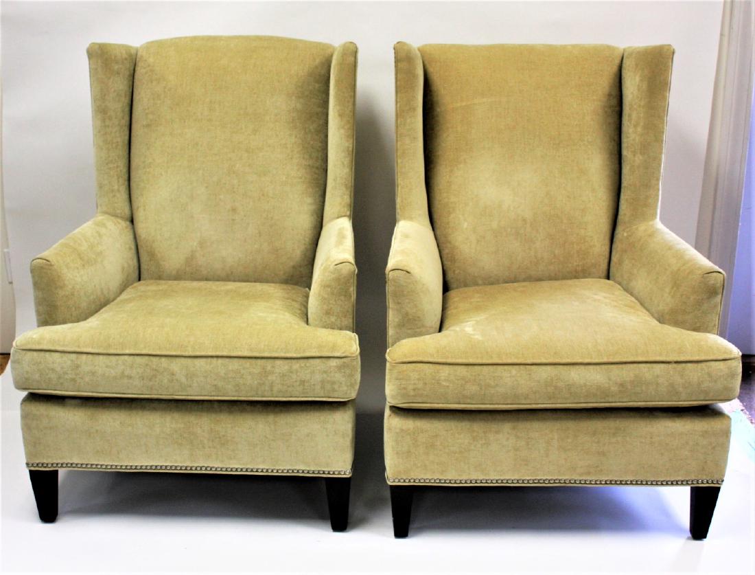 Pair of Contemporary Upholstered Wing Back Chairs (1 of 5)
