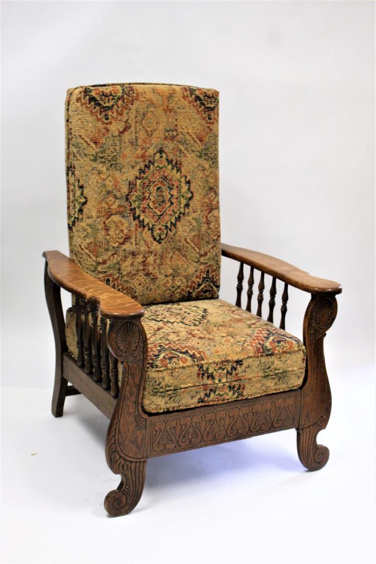 Victorian Carved Oak Morris Chair (1 of 4)