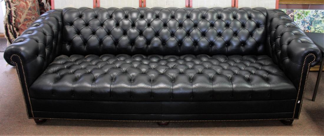 Chesterfield Black Leather Tufted Sofa (1 of 6)
