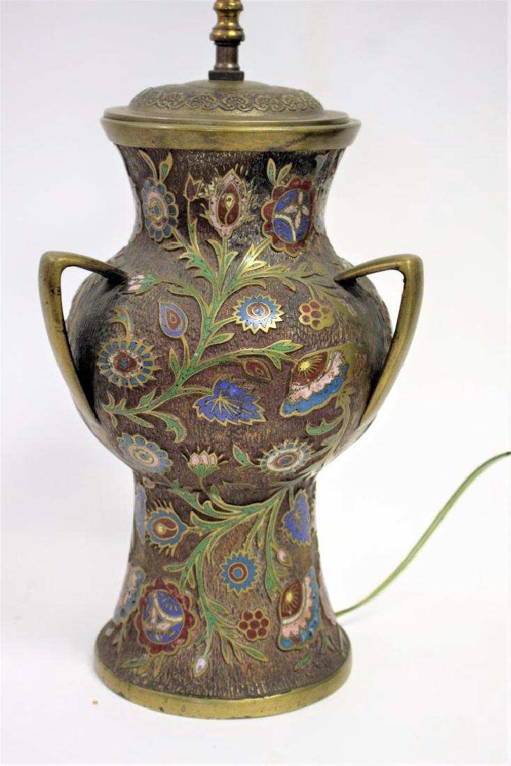 Japanese Champleve Bronze Urn Lamp (1 of 7)