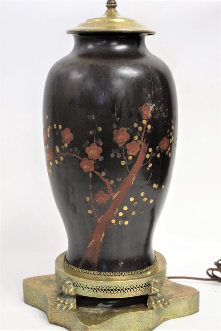 Japanese Enameled Bronze Urn Lamp (1 of 9)
