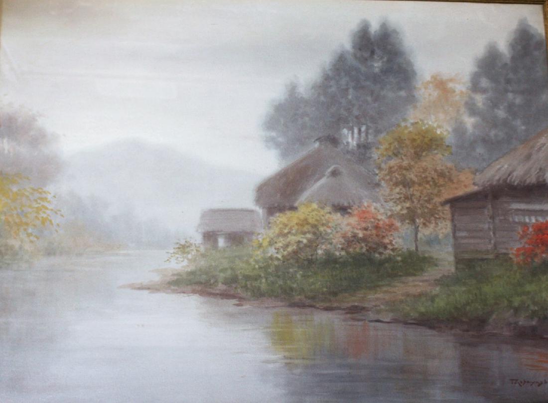 T. Kobayashi; Japanese Watercolor Landscape Signed (1 of 6)