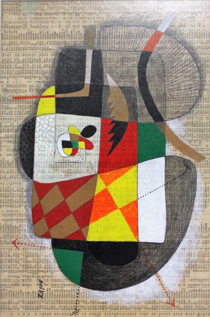 Seymour Zayon; 20thC. Modernist Mixed Media Signed (1 of 5)