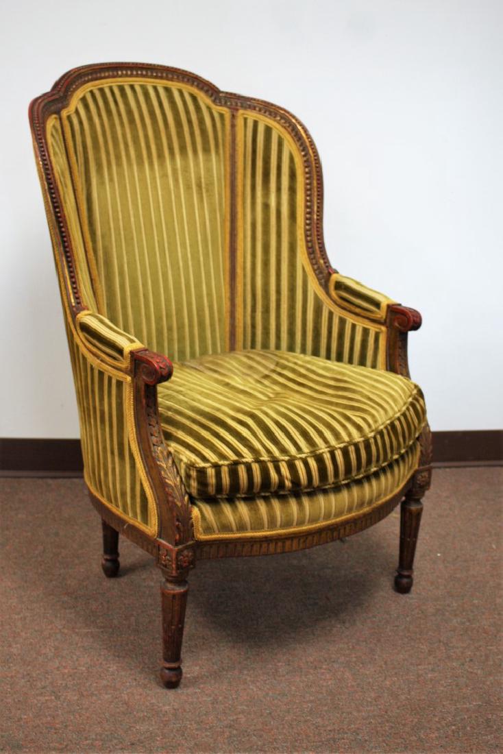 French Uphostered High Back Parlor Chair (1 of 4)