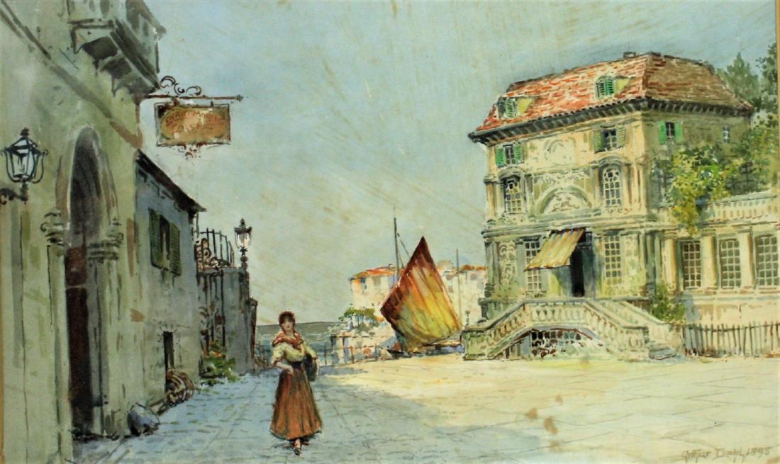 Arthur Diehl; 19thC. Watercolor Signed (1 of 6)