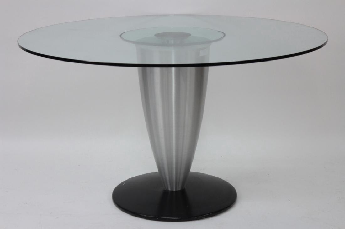 20thC. Modernist Metal and Glass Dining Table (1 of 3)