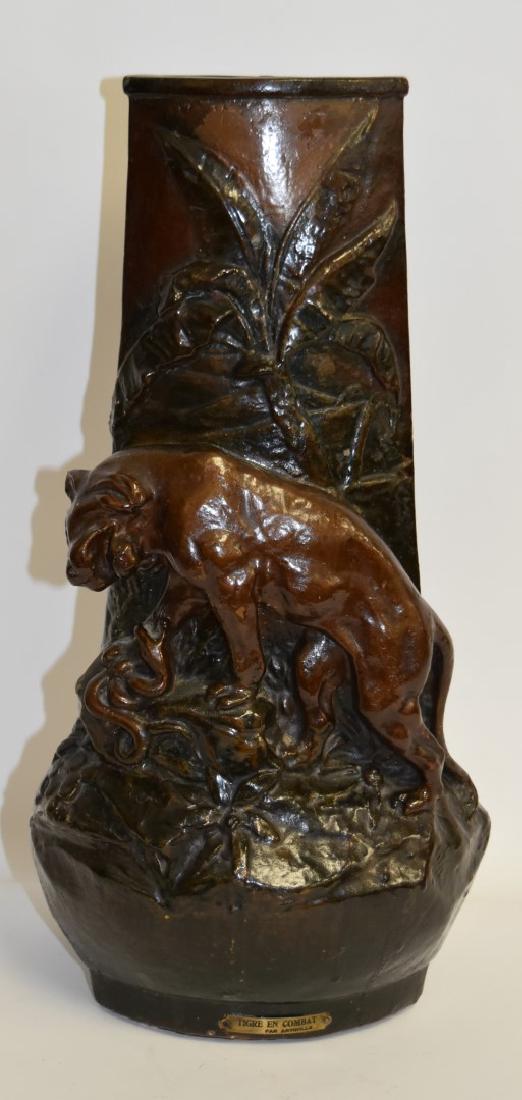 Antonin Artrolle; French Bronzed Terracotta Vase Signed (1 of 10)