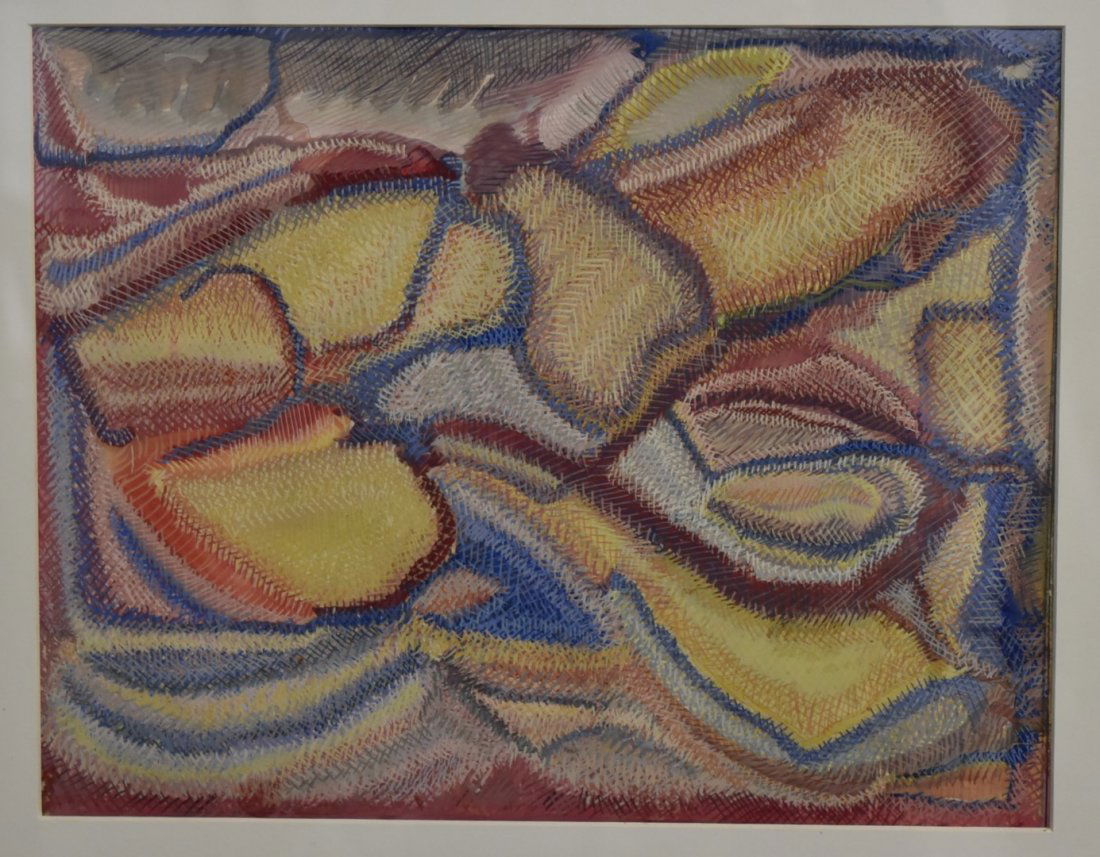 Ruth D. Horton; 20thC. Modernist Gouache Signed (1 of 4)