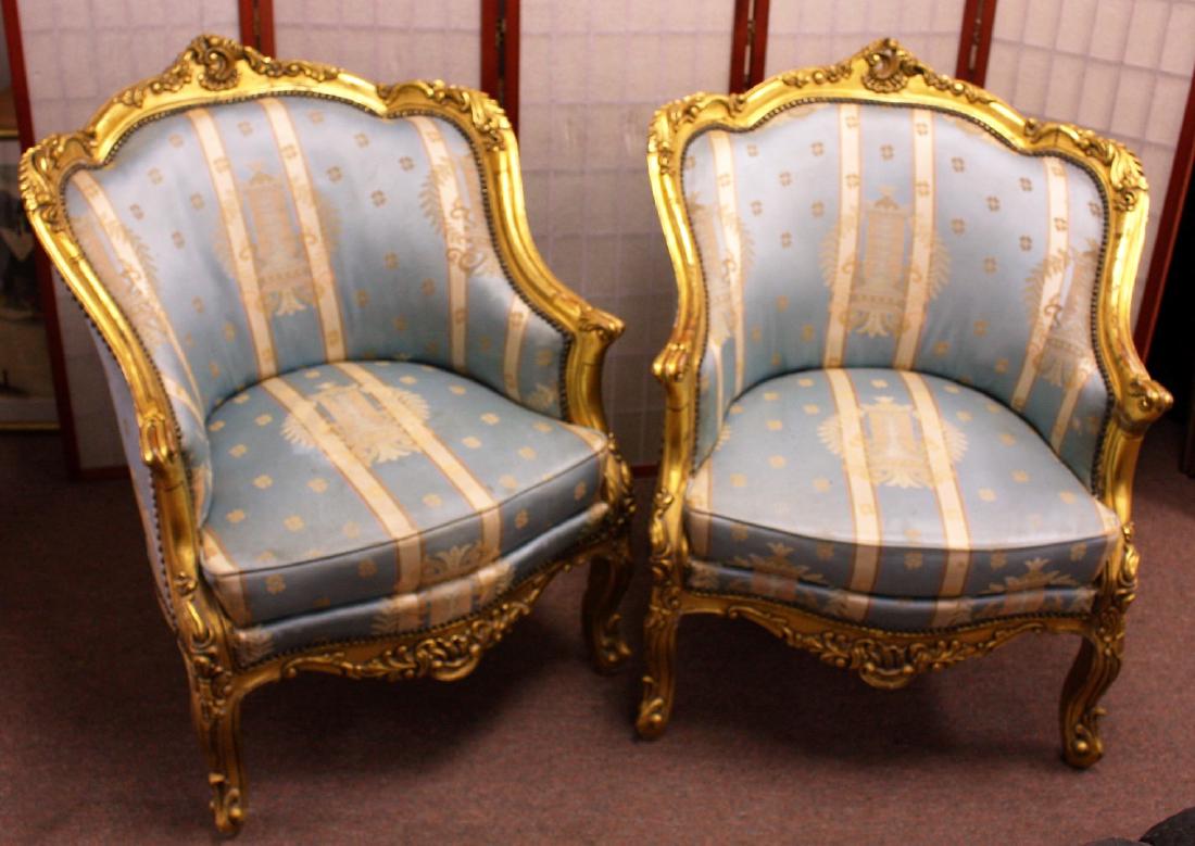Pair of French Gilt Carved Parlor Chairs (1 of 4)