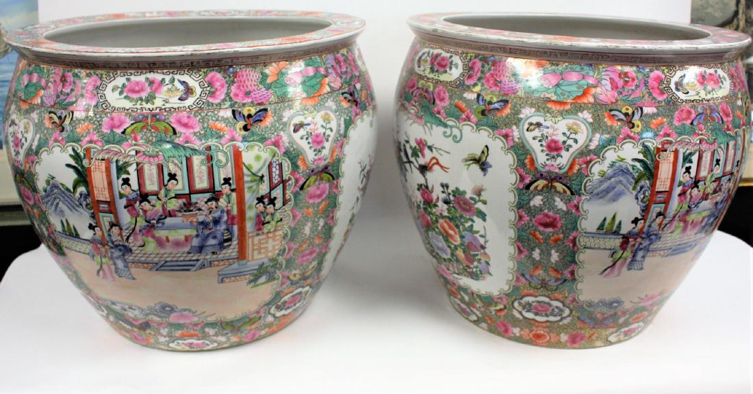 Pair of Chinese Rose Famille Porcelain Fish Bowls (1 of 6)