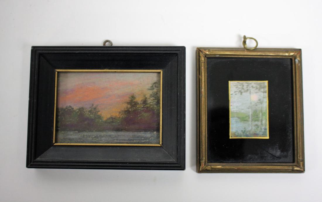 19thC. American School; Two(2) Miniature Pastels (1 of 5)